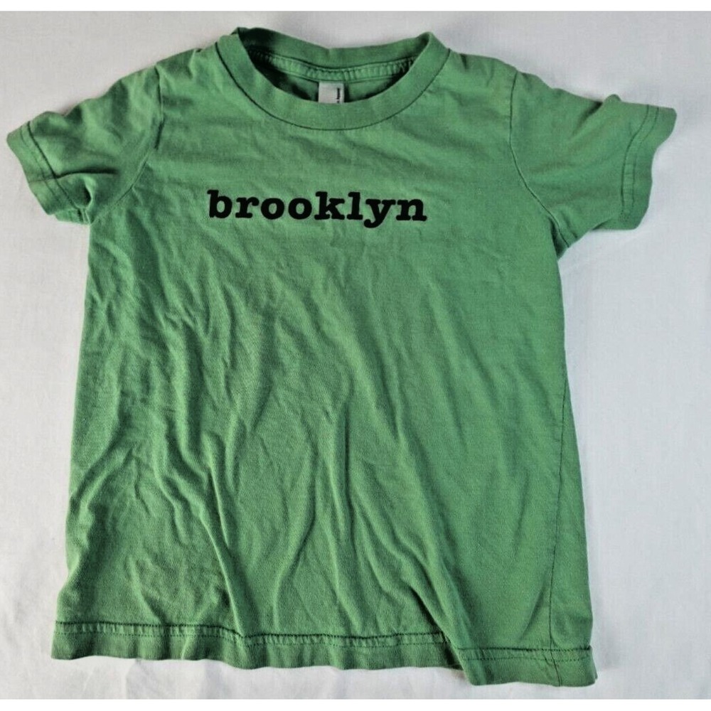American Apparel BROOKLYN New York Youth‎ Size 4 Kids Green T Shirt Solid Cotton